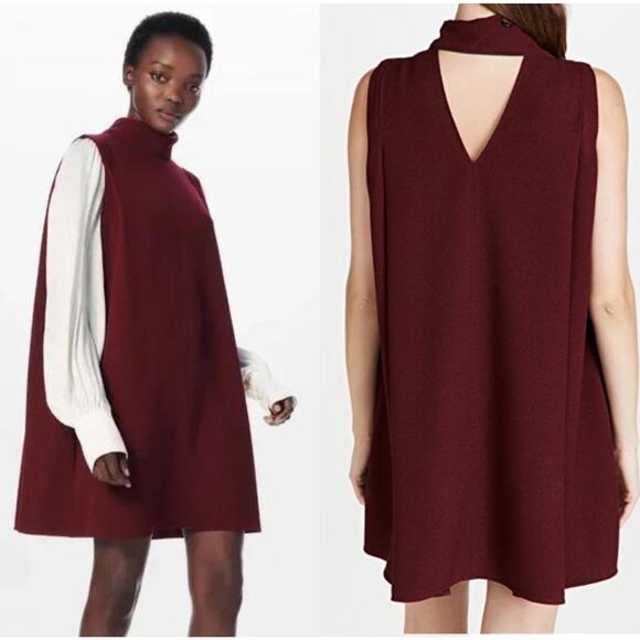 Victoria Beckham Plum Mini Shift Dress Sleeveless Quiet Luxe Crepe Keyhole Sz 6 - Picture 1 of 15